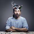 A man whose head is filled with human passions Royalty Free Stock Photo