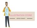 Man width card, space to type name your business. Vector design template Royalty Free Stock Photo