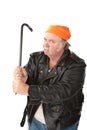 Man wielding a crowbar