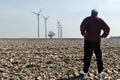 Man with wind turbines Royalty Free Stock Photo