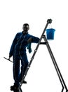 Man window cleaner worker silhouette Royalty Free Stock Photo