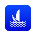 Man on windsurf icon digital blue