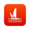 Man on windsurf icon digital red