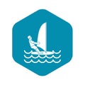 Man on windsurf icon, simple style