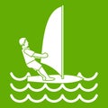 Man on windsurf icon green Royalty Free Stock Photo