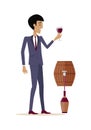 Man with Wine in Alcohol Department Store Royalty Free Stock Photo