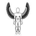 Man with wings. Angel figure.