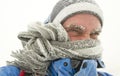 Man in winter storm Royalty Free Stock Photo