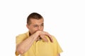 Man wiping snot by his hand