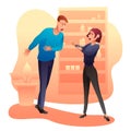 Man and woman arguing flat vector illustration