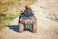 Man and woman on the ATV Quad Bike Royalty Free Stock Photo