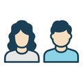 Man and woman avatar icon. Male and female face silhouettes. Serving as avatars or profiles for unknown or anonymous Royalty Free Stock Photo