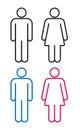 Man and woman avatar icon set. Male and female gender profile symbol. Men and women wc logo. Toilet and bathroom sign. Royalty Free Stock Photo