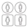 Man and woman avatar icon set. Male and female gender profile symbol. Men and women wc logo. Toilet and bathroom sign. Royalty Free Stock Photo