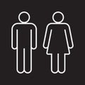 Man and woman avatar icon set. Male and female gender profile symbol. Men and women wc logo. Toilet and bathroom sign. Royalty Free Stock Photo