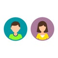 Man and woman avatar profile in flat design. Male and Female face icon. Vector color illustration Royalty Free Stock Photo