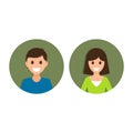 Man and woman avatar profile in flat design. Male and Female face icon. Vector isolated illustration Royalty Free Stock Photo
