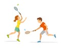 Man and woman badminton player Royalty Free Stock Photo