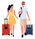 Man and Woman with Bags Travelers Couple Vector Royalty Free Stock Photo