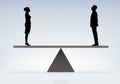 A man and a woman in balance, claiming gender equality