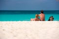 Man and woman on the beach Playa Paradise of the island of Cayo Largo, Cuba. Copy space for text. Royalty Free Stock Photo