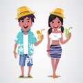 Man and woman on the beach. Summer. Sea. Vacation. -