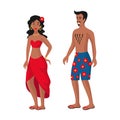 Man and woman in beachwear on a white background - Vector