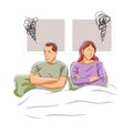 Man and Woman in bed angry stop refuse talking disappoint not happy relationship, family trouble