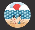 Man and woman in bikini icon vector , couple in bikini vector