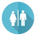 Man and Woman blue round flat design vector icon isolated on white background Royalty Free Stock Photo