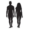 Man and woman body silhouettes. Walking people Royalty Free Stock Photo