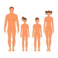 Man, woman, boy and girl. Human front side Silhouette. Isolated Royalty Free Stock Photo