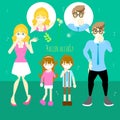 Man and woman with boy and girl sneezing, pollen allergy concept Royalty Free Stock Photo