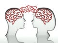 Man and woman brains, concept of communication