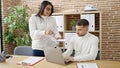 Man and woman business workers having work disagreement at office Royalty Free Stock Photo