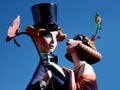 Man and woman in cabaret dress. Fallas of Valencia. Couple in love