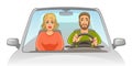 Man and woman in car