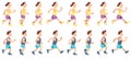 Man and woman character running. People animation. Sport athlete in sportswear having marathon race. Jogging couple
