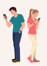 Man and woman chatting using their mobile phone Royalty Free Stock Photo