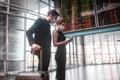 Man and woman checking their boarding passes before the departure Royalty Free Stock Photo