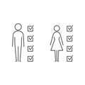 Man and Woman checklist Icon Vector, Flat sign of User checklist on white background. Business concept