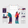 Man and woman choosing presents during Christmas sale Royalty Free Stock Photo