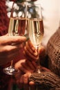 Man and woman clinking glasses of champagne indoors Royalty Free Stock Photo