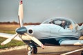 Man and woman in the cockpit of a light aircraft Royalty Free Stock Photo