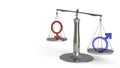 Man and woman concept of balance, 3d rendering