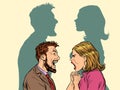 Man and woman conflict quarrel concept.