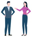 Man and Woman Consulting Agents Isolated Vector