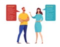 Man, woman conversation flat vector illustration