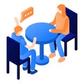 Man woman conversation icon, isometric style