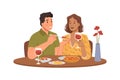 Man and woman couple having dinner at restaurant Royalty Free Stock Photo